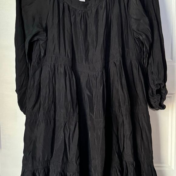 Mustard Seed Size Medium Mid Sleeve Tiered Mini Dress Round Collar - Picture 1 of 4